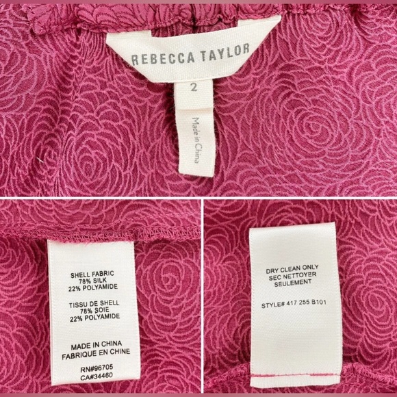Rebecca Taylor Silk Rose Blouse Off The Shoulder size 2 - Picture 2 of 7